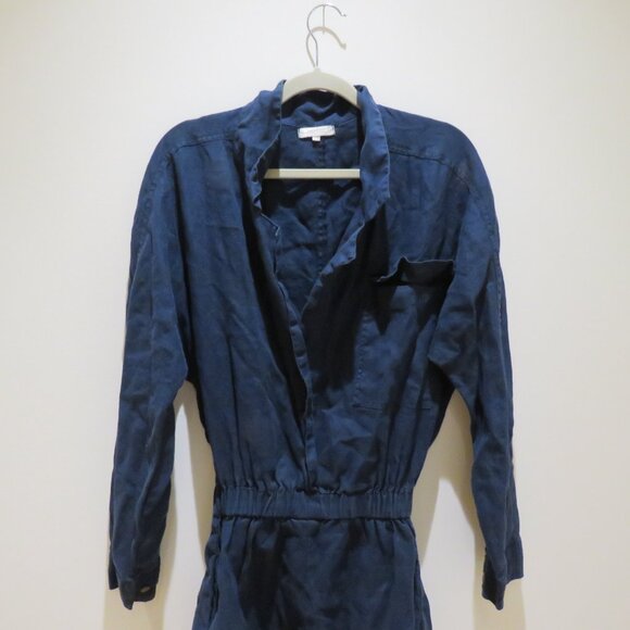 POSSE 100% Linen Phoenix Playsuit Romper in Navy Blue Minimalist - Size M/L - Picture 5 of 16